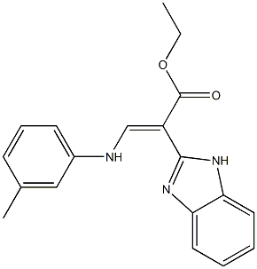 2-(1H-ベンゾイミダゾール-2-イル)-3-(3-メチルアニリノ)プロペン酸エチル 化学構造式