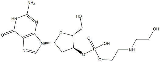 2'-Deoxyguanosine 3'-phosphoric acid 2-(2-hydroxyethyl)aminoethyl ester Structure