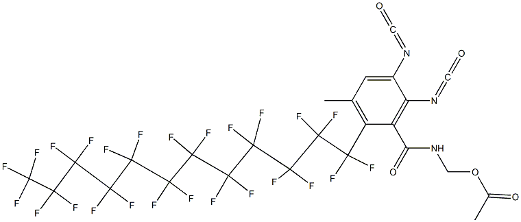 N-(Acetyloxymethyl)-2-(pentacosafluorododecyl)-5,6-diisocyanato-3-methylbenzamide Struktur