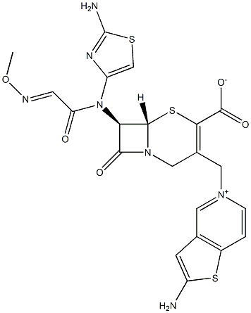 (7R)-7-[(2-Amino-4-thiazolyl)(methoxyimino)acetylamino]-3-[[(2-aminothieno[3,2-c]pyridin-5-ium)-5-yl]methyl]cepham-3-ene-4-carboxylic acid Struktur