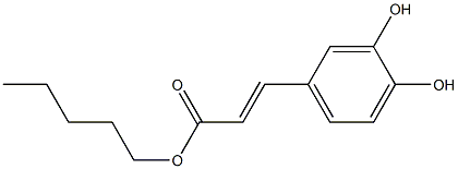 (E)-3-(3,4-ジヒドロキシフェニル)プロペン酸ペンチル 化学構造式