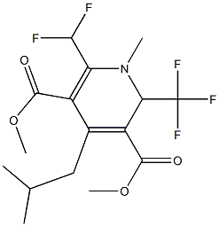 1,2-ジヒドロ-2-(トリフルオロメチル)-6-(ジフルオロメチル)-4-(2-メチルプロピル)-1-メチル-3,5-ピリジンジカルボン酸ジメチル 化学構造式