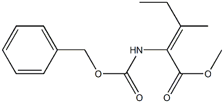 (Z)-2-[(ベンジルオキシカルボニル)アミノ]-3-メチル-2-ペンテン酸メチル 化学構造式