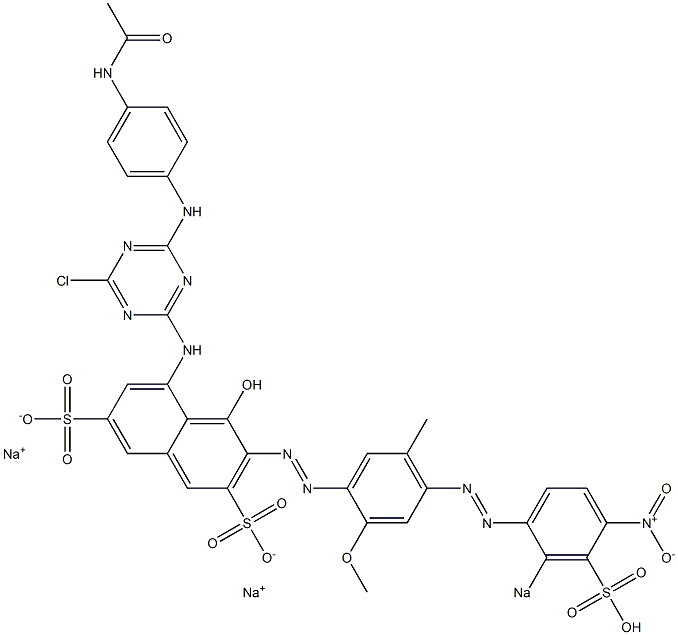 5-[[4-[[4-(Acetylamino)phenyl]amino]-6-chloro-1,3,5-triazin-2-yl]amino]-4-hydroxy-3-[[5-methyl-2-methoxy-4-[(4-nitro-2-sodiosulfophenyl)azo]phenyl]azo]naphthalene-2,7-disulfonic acid disodium salt