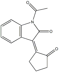 1-Acetyl-2,3-dihydro-3-(2-oxocyclopentylidene)-1H-indol-2-one 结构式