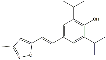 4-[(E)-2-(3-メチル-5-イソオキサゾリル)エテニル]-2,6-ジイソプロピルフェノール 化学構造式