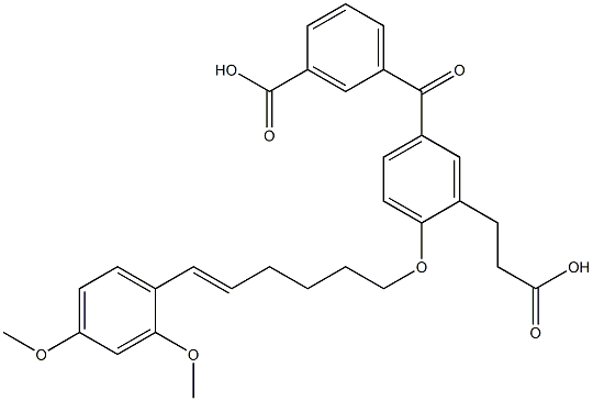 5-(3-Carboxybenzoyl)-2-[(E)-6-(2,4-dimethoxyphenyl)-5-hexenyloxy]benzenepropanoic acid Struktur