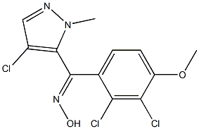 (E)-(2,3-ジクロロ-4-メトキシフェニル)(4-クロロ-2-メチル-2H-ピラゾール-3-イル)ケトンオキシム 化学構造式
