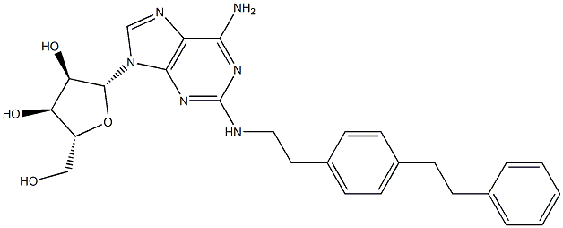2-[2-[4-(2-Phenylethyl)phenyl]ethylamino]adenosine Structure