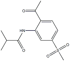 N-(2-アセチル-5-メチルスルホニルフェニル)-2-メチルプロパンアミド 化学構造式