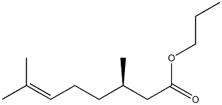 [S,(-)]-3,7-ジメチル-6-オクテン酸プロピル 化学構造式