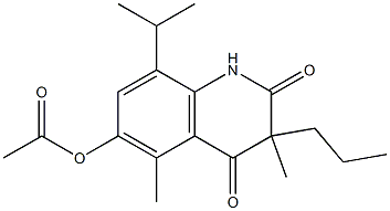6-アセチルオキシ-8-イソプロピル-3,5-ジメチル-3-プロピルキノリン-2,4(1H,3H)-ジオン 化学構造式