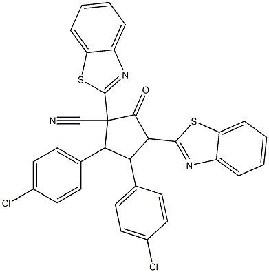 1,3-Bis(benzothiazol-2-yl)-2-oxo-4,5-bis(4-chlorophenyl)cyclopentane-1-carbonitrile Structure