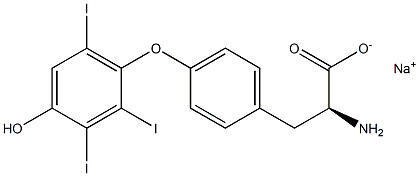 (S)-2-アミノ-3-[4-(4-ヒドロキシ-2,3,6-トリヨードフェノキシ)フェニル]プロパン酸ナトリウム 化学構造式