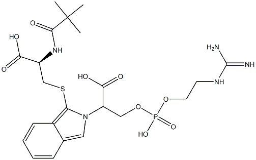 S-[2-[2-[[[2-[[Amino(imino)methyl]amino]ethoxy]phosphonyl]oxy]-1-carboxyethyl]-2H-isoindol-1-yl]-N-pivaloyl-L-cysteine Structure