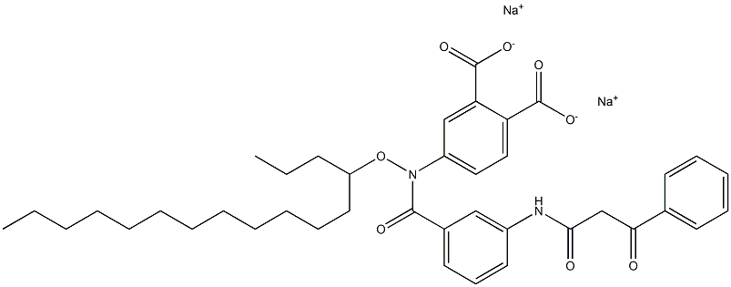 4-[3-(3-フェニル-1,3-ジオキソプロピルアミノ)-4-ヘキサデシルオキシベンゾイルアミノ]フタル酸ジナトリウム 化学構造式