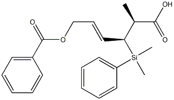 (2S,3S,4E)-2-Methyl-3-[dimethyl(phenyl)silyl]-6-benzoyloxy-4-hexenoic acid 结构式