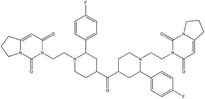4-フルオロフェニル[1-[2-[(1,2,3,5,6,7-ヘキサヒドロ-1,3-ジオキソピロロ[1,2-c]ピリミジン)-2-イル]エチル]ピペリジン-4-イル]ケトン 化学構造式