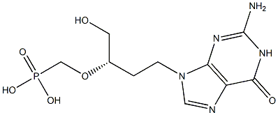 [(S)-3-[(2-アミノ-1,6-ジヒドロ-6-オキソ-9H-プリン)-9-イル]-1-(ヒドロキシメチル)プロピルオキシ]メチルホスホン酸 化学構造式