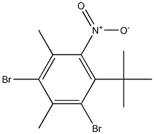 1-tert-Butyl-2,4-dibromo-3,5-dimethyl-6-nitrobenzene Struktur