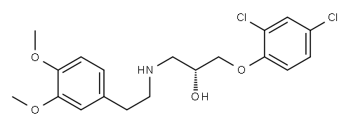 (R)-1-(2,4-ジクロロフェノキシ)-3-[[2-(3,4-ジメトキシフェニル)エチル]アミノ]-2-プロパノール 化学構造式