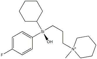 1-[3-[(R)-ヒドロキシシクロヘキシル(4-フルオロフェニル)シリル]プロピル]-1-メチルピペリジニウム 化学構造式