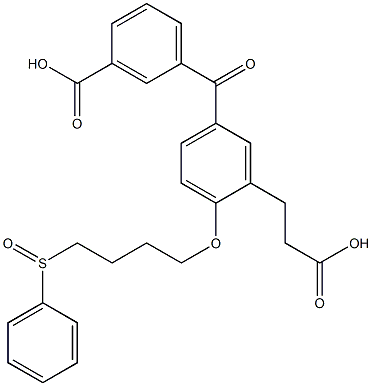 5-(3-Carboxybenzoyl)-2-(4-phenylsulfinylbutoxy)benzenepropanoic acid Struktur