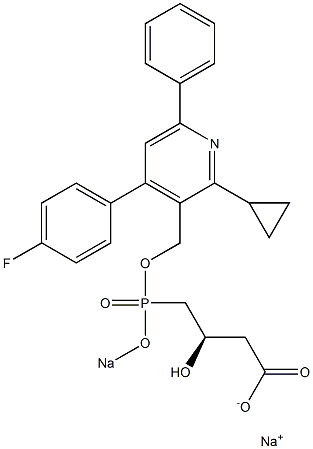 (3R)-4-[[[4-(4-Fluorophenyl)-2-cyclopropyl-6-phenyl-3-pyridinyl]methoxy]sodiooxyphosphinyl]-3-hydroxybutyric acid sodium salt Struktur