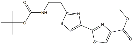 2-[2-[2-[(tert-Butyloxy)carbonylamino]ethyl]thiazol-4-yl]thiazole-4-carboxylic acid methyl ester Structure