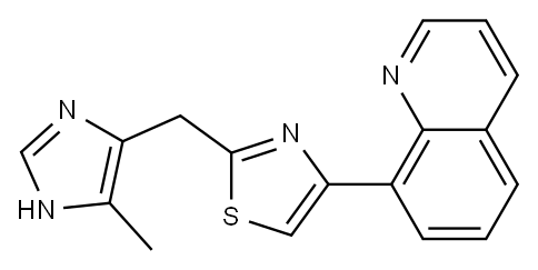 4-(8-キノリニル)-2-(5-メチル-1H-イミダゾール-4-イルメチル)チアゾール 化学構造式