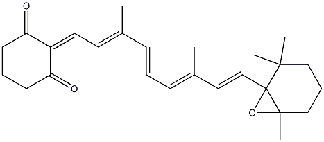 2-[(2E,4E,6E,8E)-9-(2,2,6-トリメチル-7-オキサビシクロ[4.1.0]ヘプタン-1-イル)-3,7-ジメチル-2,4,6,8-ノナテトラエン-1-イリデン]シクロヘキサン-1,3-ジオン 化学構造式