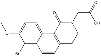 1,2,3,4-Tetrahydro-7-bromo-8-methoxy-1-oxobenz[h]isoquinoline-2-acetic acid,,结构式