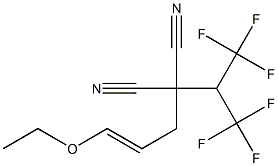 (E)-2-シアノ-2-[1-(トリフルオロメチル)-2,2,2-トリフルオロエチル]-5-エトキシ-4-ペンテンニトリル 化学構造式