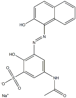 5-(Acetylamino)-2-hydroxy-3-[(2-hydroxy-1-naphtyl)azo]benzenesulfonic acid sodium salt Struktur