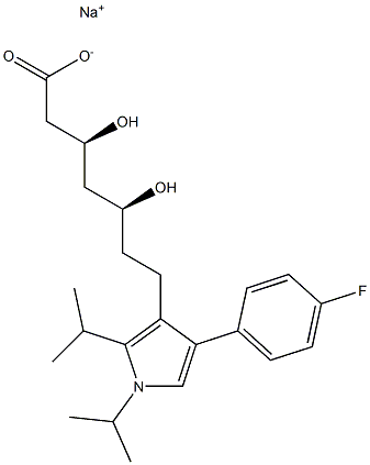(3S,5S)-3,5-Dihydroxy-7-[1,2-diisopropyl-4-(4-fluorophenyl)-1H-pyrrol-3-yl]heptanoic acid sodium salt 结构式