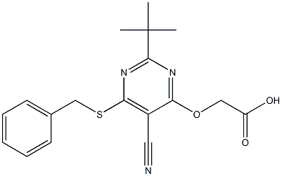 [2-tert-Butyl-5-cyano-6-benzylthio-4-pyrimidinyloxy]acetic acid Struktur