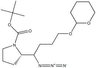 (2S)-2-[1-Azido-4-[(tetrahydro-2H-pyran-2-yl)oxy]butyl]-1-pyrrolidinecarboxylic acid tert-butyl ester Structure