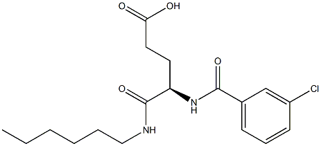 (R)-4-(3-Chlorobenzoylamino)-5-oxo-5-hexylaminovaleric acid Struktur
