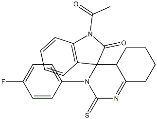 1'-Acetyl-3-(4-fluorophenyl)-2-thioxo-1',2,2',4a,5,6,7,8-octahydrospiro[quinazoline-4(3H),3'-[3H]indol]-2'-one Structure