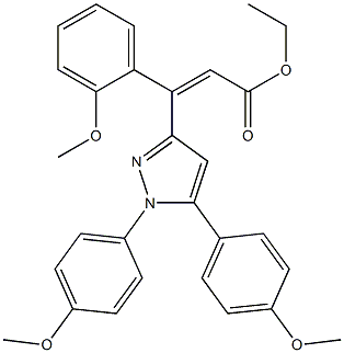 (Z)-3-(2-Methoxyphenyl)-3-[[1-(4-methoxyphenyl)-5-(4-methoxyphenyl)-1H-pyrazol]-3-yl]propenoic acid ethyl ester Struktur
