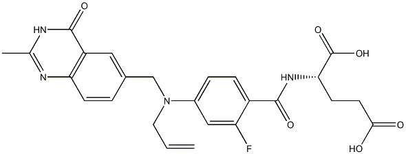 (2S)-2-[2-Fluoro-4-[N-[(3,4-dihydro-2-methyl-4-oxoquinazolin)-6-ylmethyl]-N-(2-propenyl)amino]benzoylamino]glutaric acid Structure