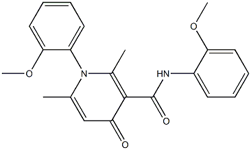 1,4-ジヒドロ-N,1-ビス(o-メトキシフェニル)-4-オキソ-2,6-ジメチルニコチンアミド 化学構造式