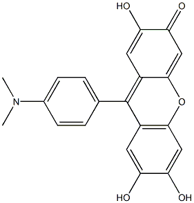 9-(p-Dimethylaminophenyl)-2,6,7-trihydroxy-3H-xanthene-3-one Structure