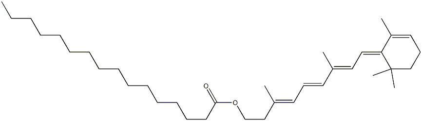 (3E,5E,7E,9E)-3,7-ジメチル-9-(2,6,6-トリメチル-2-シクロヘキセン-1-イリデン)-3,5,7-ノナトリエン-1-オールパルミタート 化学構造式