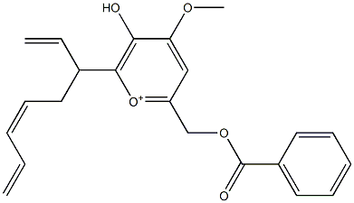 3-Hydroxy-4-methoxy-6-(benzoyloxymethyl)-2-[(3Z)-1-ethenyl-3,5-hexadienyl]pyrylium