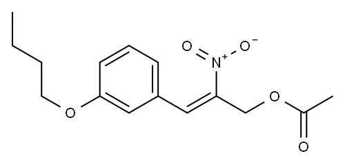 Acetic acid 2-nitro-3-[3-butoxyphenyl]-2-propenyl ester Struktur