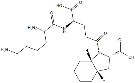 (2S,3aS,7aS)-Octahydro-1-[(4R)-4-[[(2S)-2,6-diaminohexanoyl]amino]-4-carboxybutyryl]-1H-indole-2-carboxylic acid Struktur