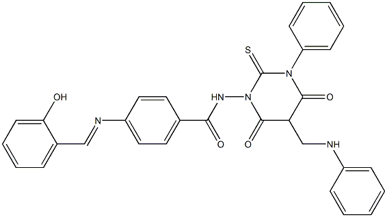 4-(2-Hydroxybenzylideneamino)-N-[[hexahydro-4,6-dioxo-2-thioxo-3-(phenyl)-5-(phenylaminomethyl)pyrimidin]-1-yl]benzamide