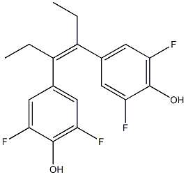 4,4'-[(Z)-1,2-ジエチル-1,2-エテンジイル]ビス(2,6-ジフルオロフェノール) 化学構造式