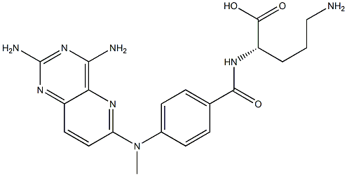 (S)-5-アミノ-2-[4-[(2,4-ジアミノピリド[3,2-d]ピリミジン-6-イル)メチルアミノ]ベンゾイルアミノ]吉草酸 化学構造式